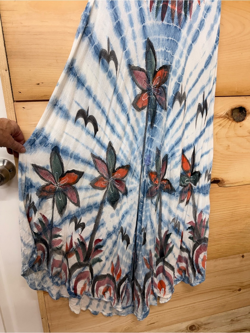 Boho Floral Tie-Dye Maxi Dress in Blue and Rust - Unbranded - Picture 2 of 5